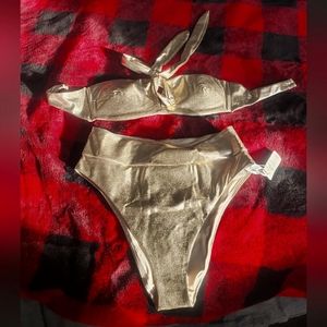 Gold two pieces bikini by Aerie